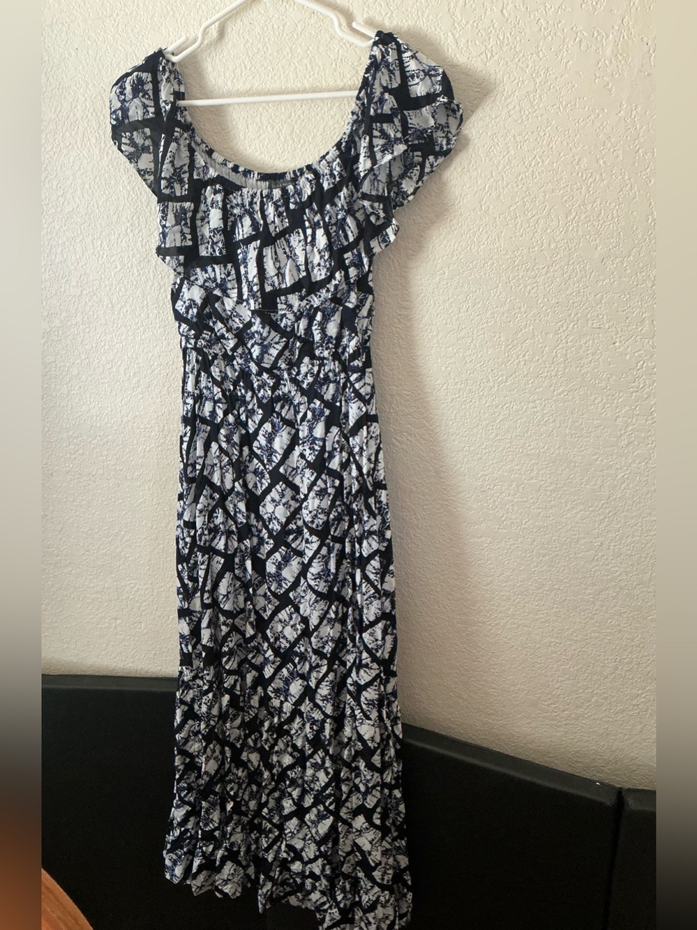Chelsea & Theodore Navy & White Print Maxi Dress